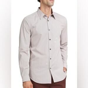 Theory Sylvain Tailored Long Sleeve Button Down Shirt In Geometric Cotton XXL